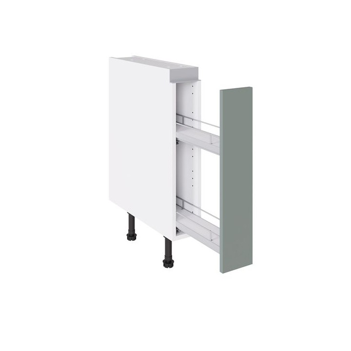 Flatpack 150 Base Kitchen Cabinet Pull-Out J-Pull Ultra Matt Sage Green
