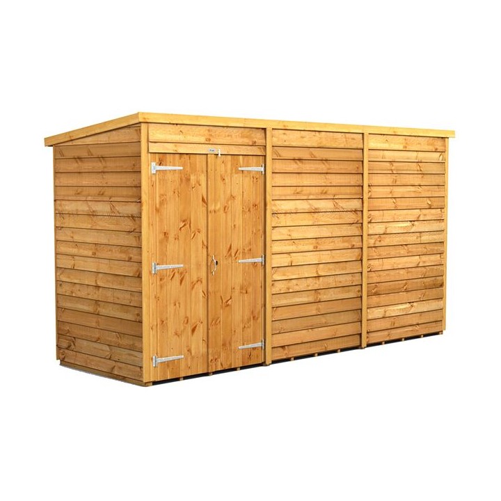 12 x 4 Power Overlap Pent Double Doors No Windows