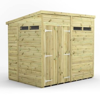 8x6 Premium Powersheds Security Pent Double Doors