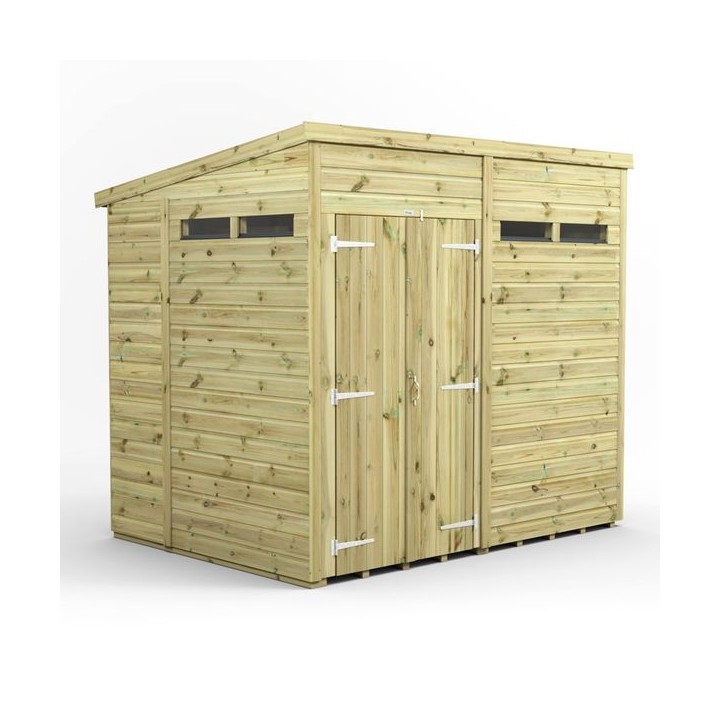 8x6 Premium Powersheds Security Pent Double Doors