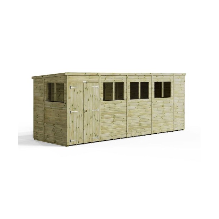18x6 Premium Powersheds Pent Double Doors
