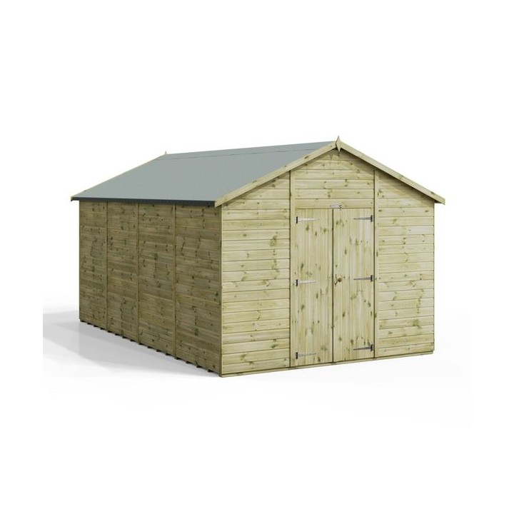 16x10 Premium Powersheds Apex No Windows Double Doors
