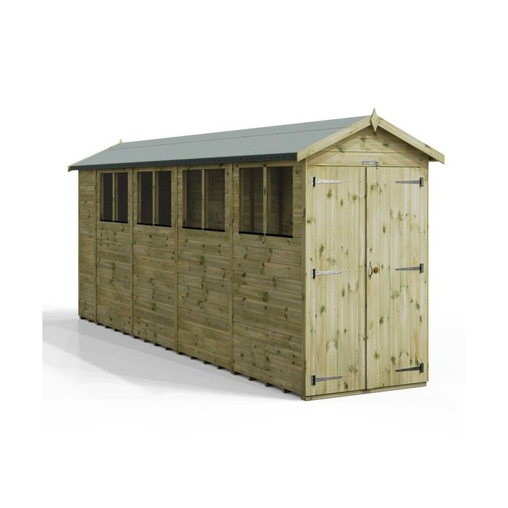 18x4 Premium Powersheds Apex Double Doors