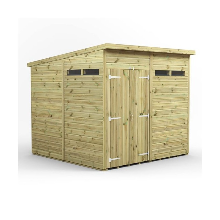 8x8 Premium Powersheds Security Pent Double Doors