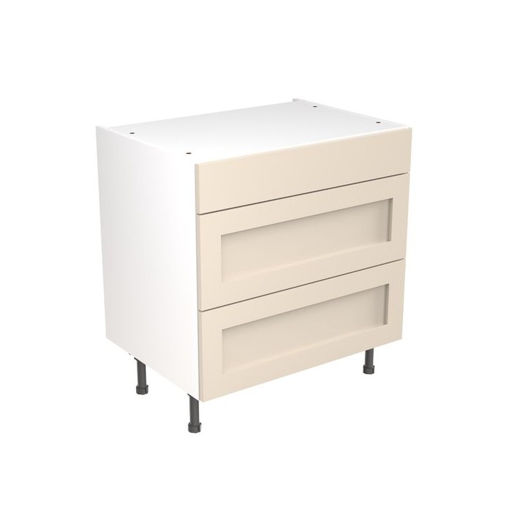 Flatpack Three Drawer Base Unit Shaker Ultra Matt Cashmere 800mm - FKKH0607