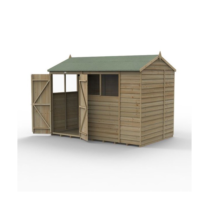 4LIFE Reverse Apex Shed 10 x 6 - Double Door - 4 Windows Installation