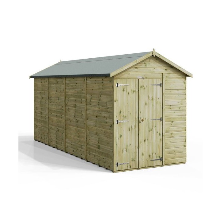 16x6 Premium Powersheds Apex No Windows Double Doors