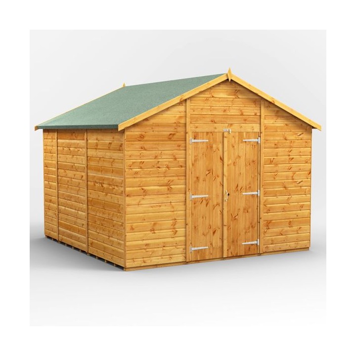 10 x 10 Power Apex Windowless Double Door Shed