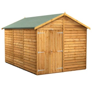 12 x 8 Power Overlap Apex Windowless Double Door Shed