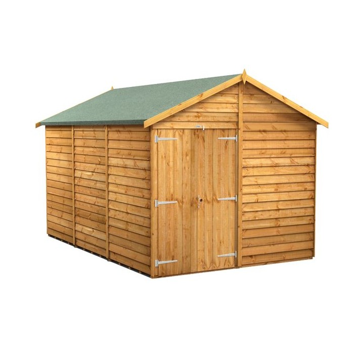 12 x 8 Power Overlap Apex Windowless Double Door Shed