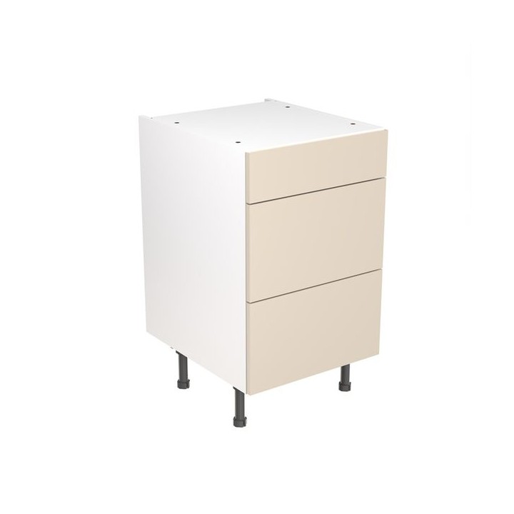 Flatpack 500 3 Drawer Base Kitchen Cabinet Slab Super Gloss Cashmere