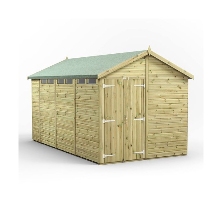 14x8 Premium Powersheds Security Apex Double Doors