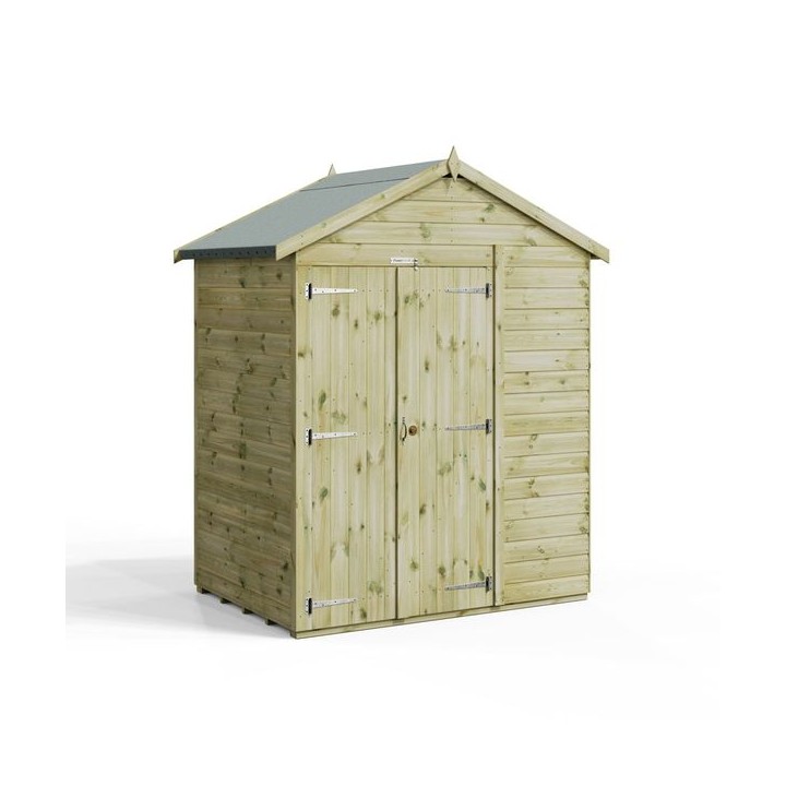 4x6 Premium Powersheds Apex No Windows Double Doors