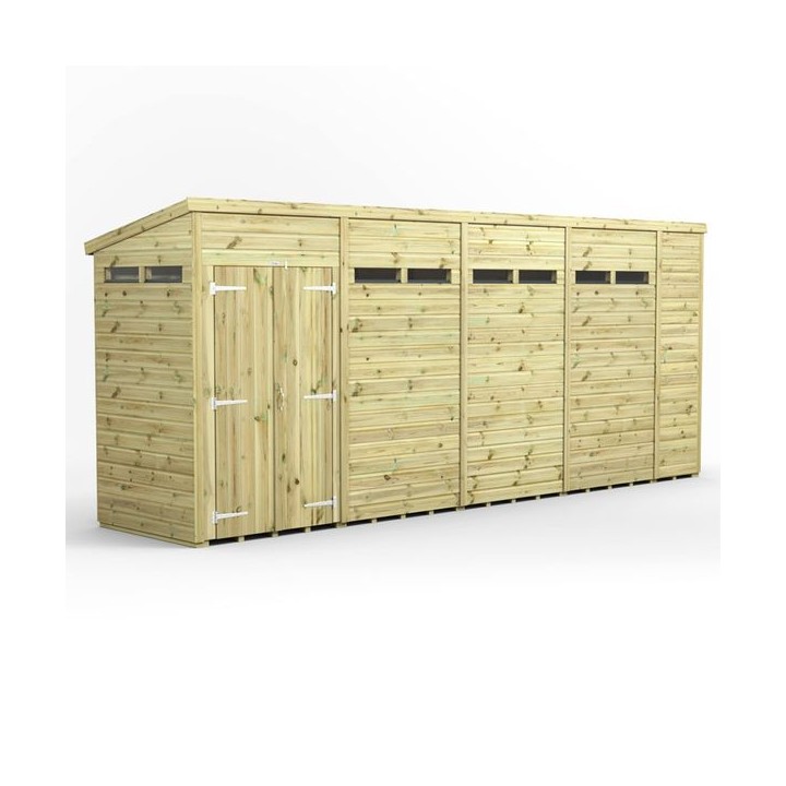 18x4 Premium Powersheds Security Pent Double Doors