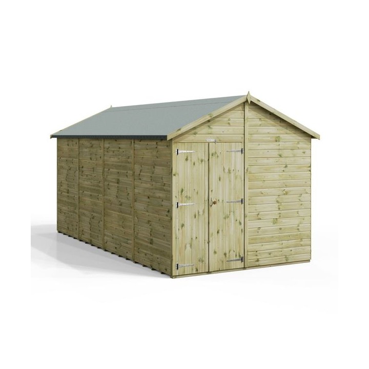 16x8 Premium Powersheds Apex No Windows Double Doors