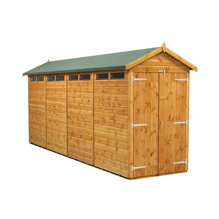 16 x 4 Power Apex Double Door Security Shed