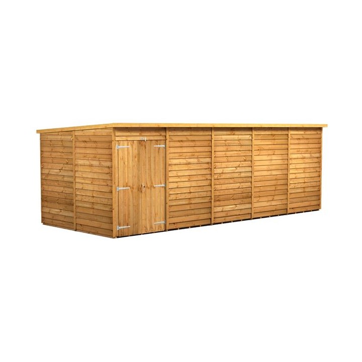 20 x 8 Power Overlap Pent Windowless Double Door Shed