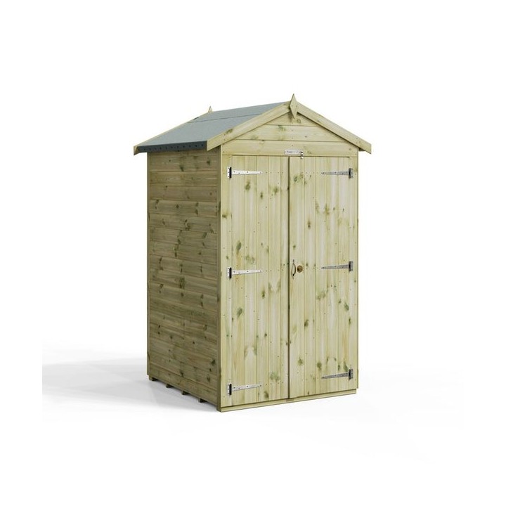 4x4 Premium Powersheds Apex No Windows Double Doors