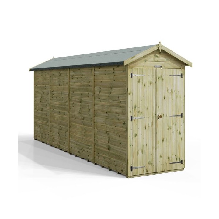 16x4 Premium Powersheds Apex No Windows Double Doors