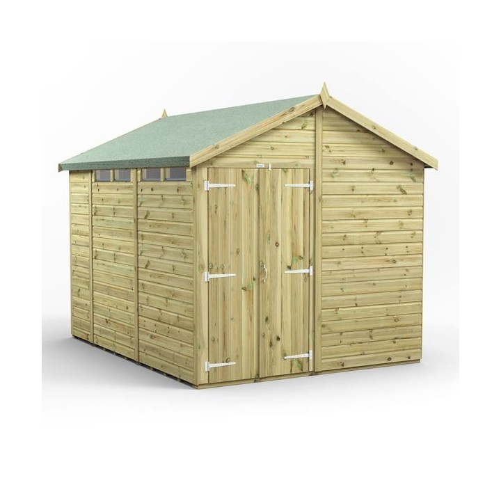 10x8 Premium Powersheds Security Apex Double Doors