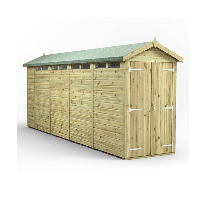18x4 Premium Powersheds Security Apex Double Doors