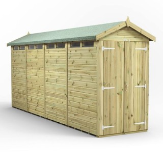 16x4 Premium Powersheds Security Apex Double Doors