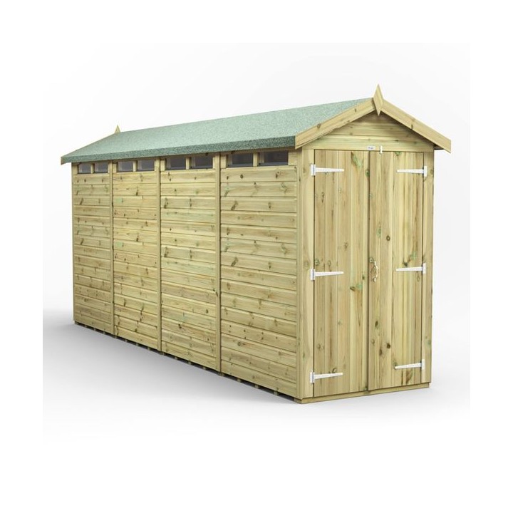 16x4 Premium Powersheds Security Apex Double Doors