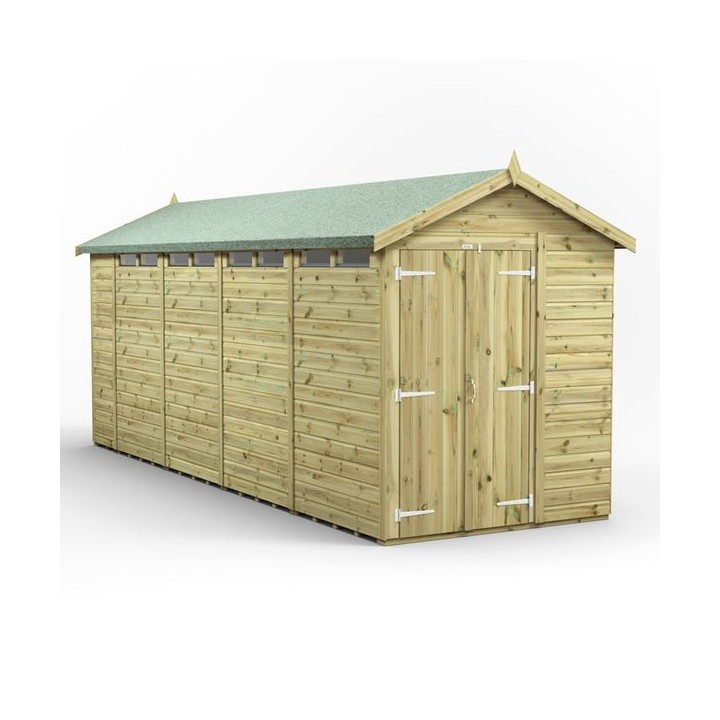18x6 Premium Powersheds Security Apex Double Doors