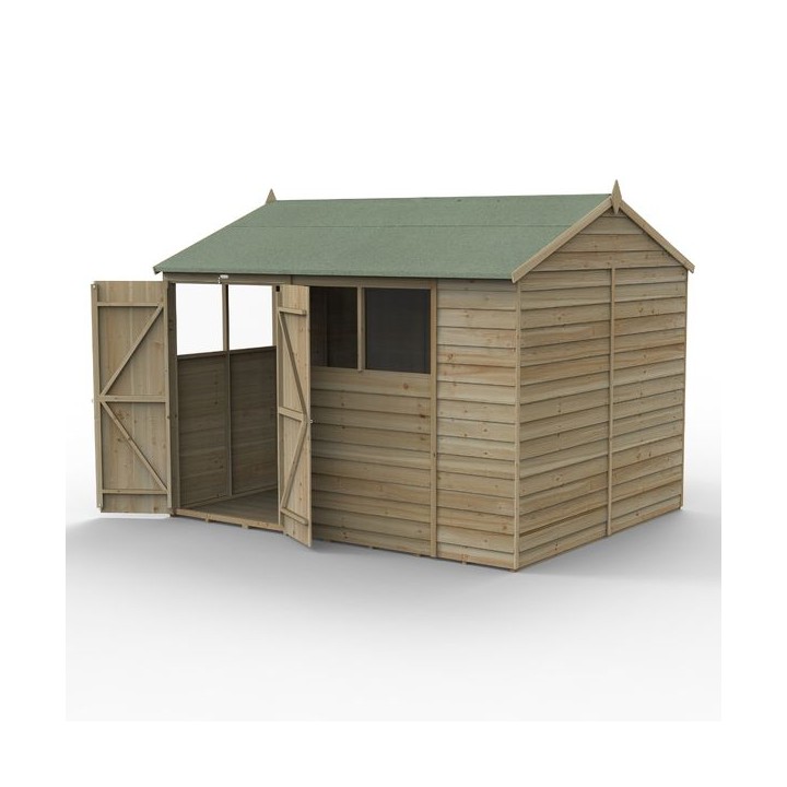 4LIFE Reverse Apex Shed 10 x 8 - Double Door - 4 Windows Installation