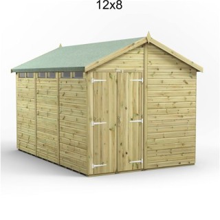 12x8 Premium Powersheds Security Apex Double Doors