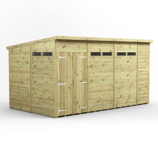 14x8 Premium Powersheds Security Pent Double Doors