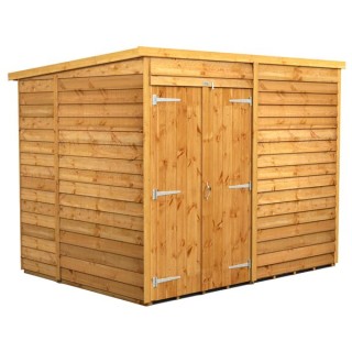 8 x 6 Power Overlap Pent Double Doors No Windows