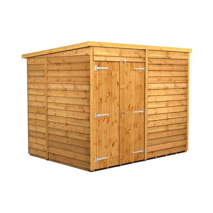 8 x 6 Power Overlap Pent Double Doors No Windows