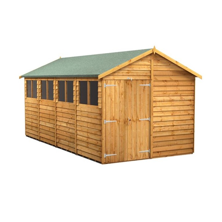 16 x 8 Power Overlap Apex Double Door Shed