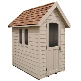 Forest Garden Retreat Shed Painted Natural Cream Installed 6 x 4m