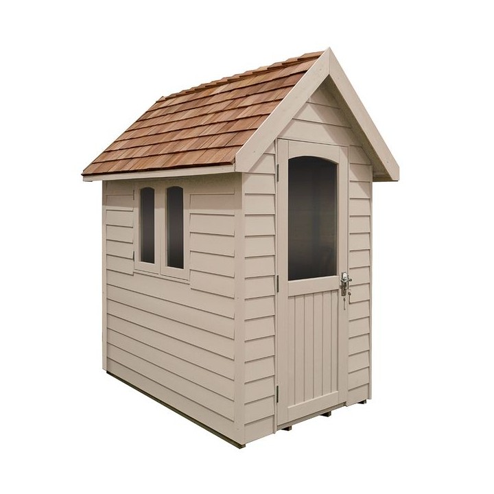 Forest Garden Retreat Shed Painted Natural Cream Installed 6 x 4m