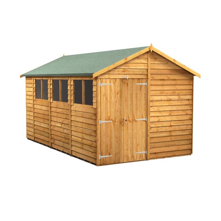 14 x 8 Power Overlap Apex Double Door Shed