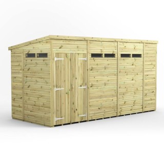 14x6 Premium Powersheds Security Pent Double Doors