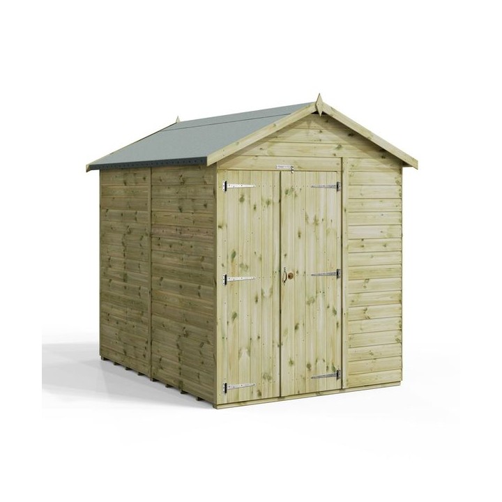 8x6 Premium Powersheds Apex No Windows Double Doors