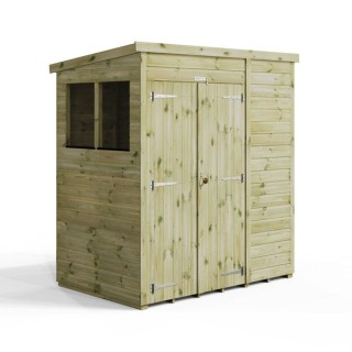 6x4 Premium Powersheds Pent Double Doors