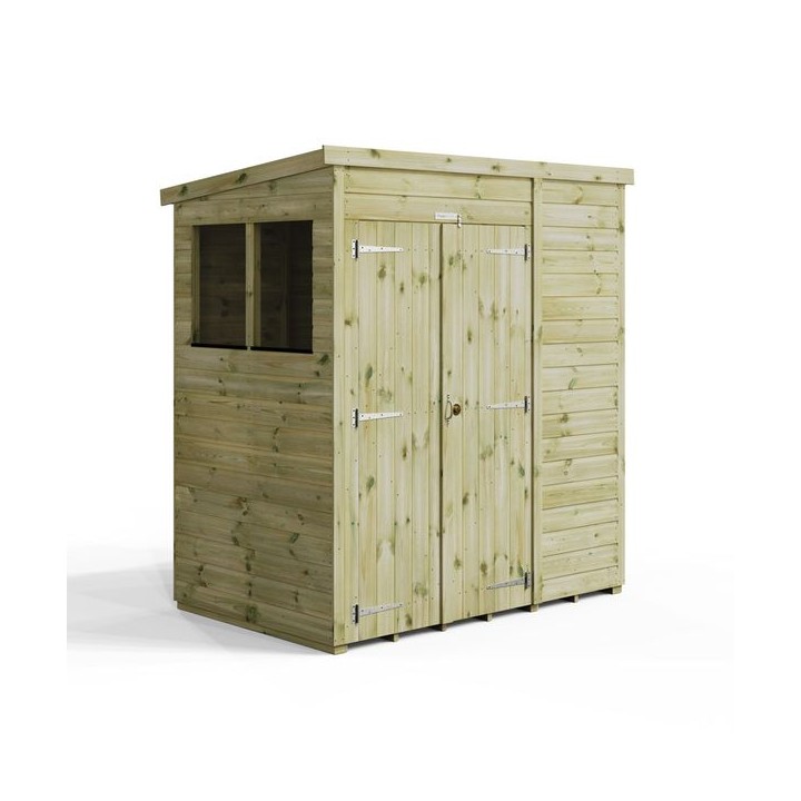 6x4 Premium Powersheds Pent Double Doors