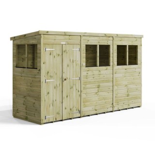 12x4 Premium Powersheds Pent Double Doors