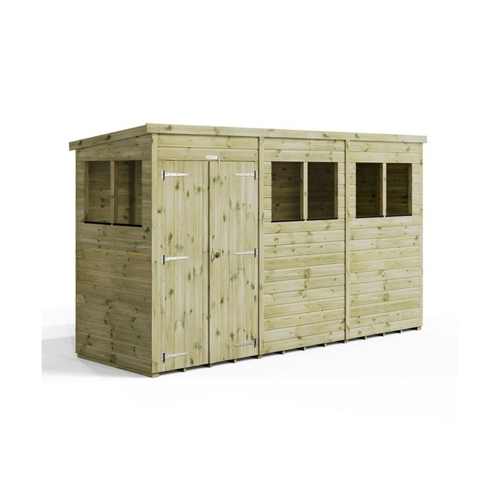 12x4 Premium Powersheds Pent Double Doors