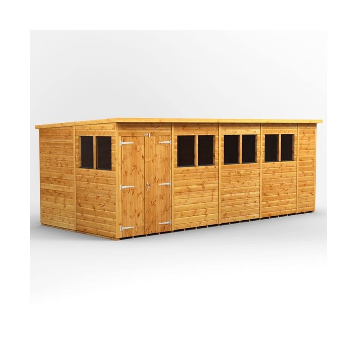 18 x 8 Power Pent Double Door Garden Shed