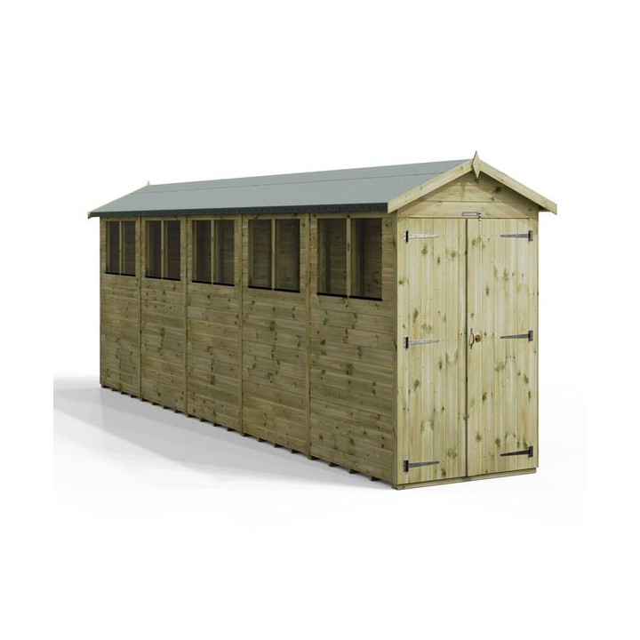 20x4 Premium Powersheds Apex Double Doors