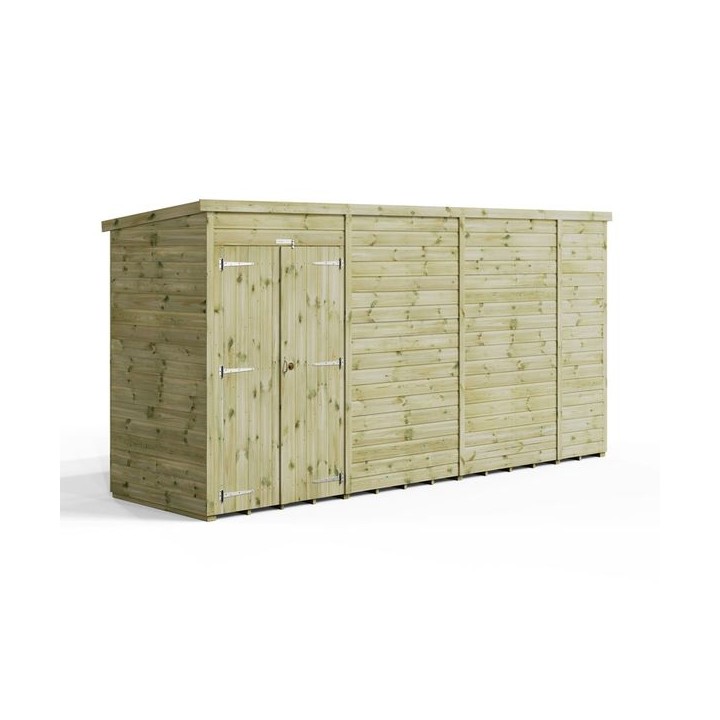 14x4 Premium Powersheds Pent No Windows Double Doors