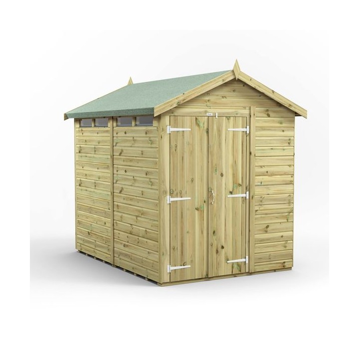8x6 Premium Powersheds Security Apex Double Doors
