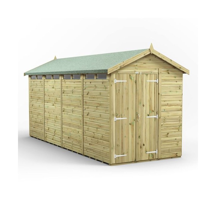 16x6 Premium Powersheds Security Apex Double Doors
