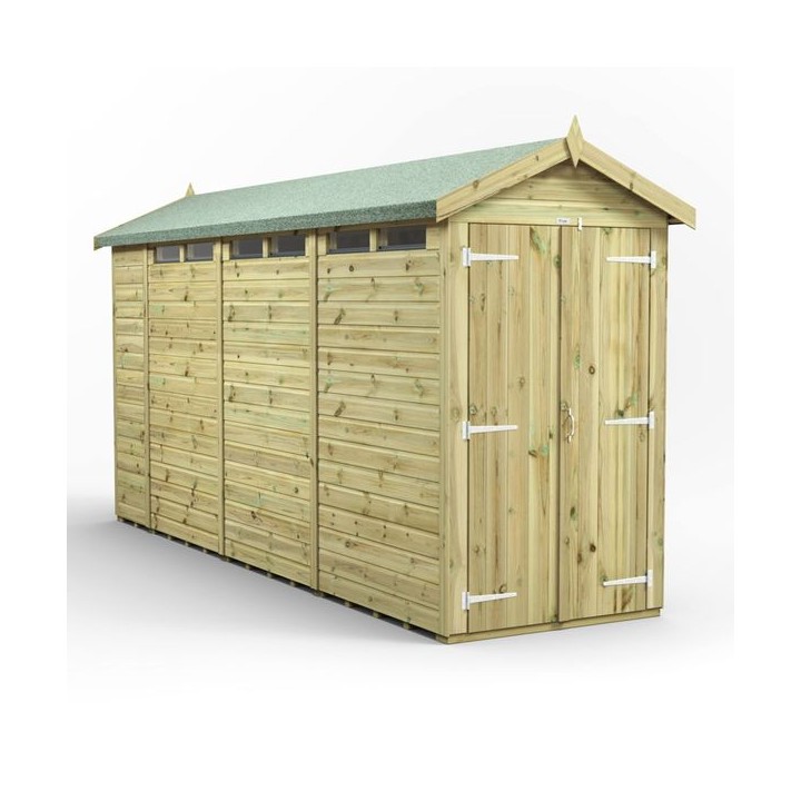 14x4 Premium Powersheds Security Apex Double Doors
