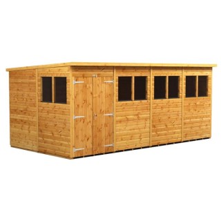16 x 8 Power Pent Double Door Garden Shed